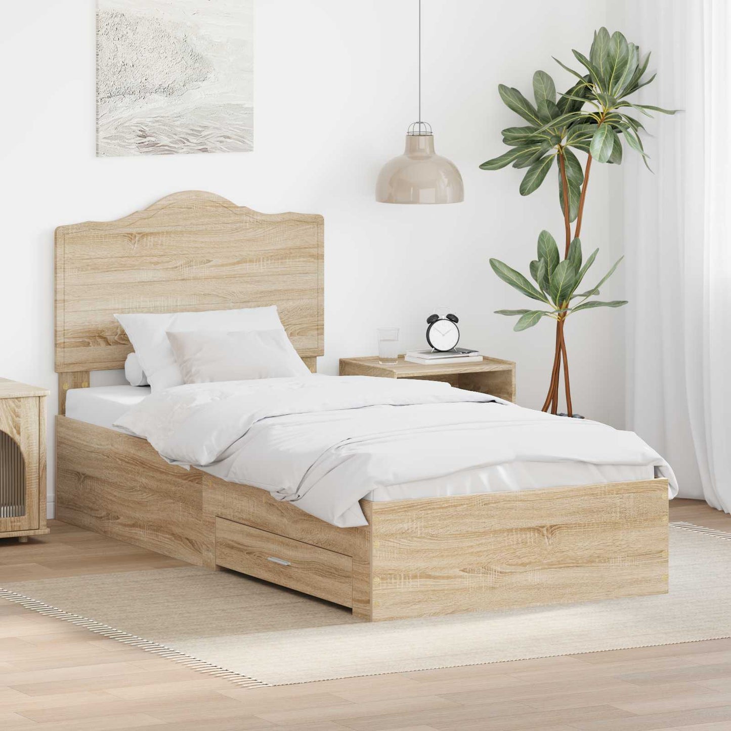 vidaXL Σκελετός Κρεβατιού Δρύς Sonoma 90 x 200 cm Επεξεργασμένο ξύλο