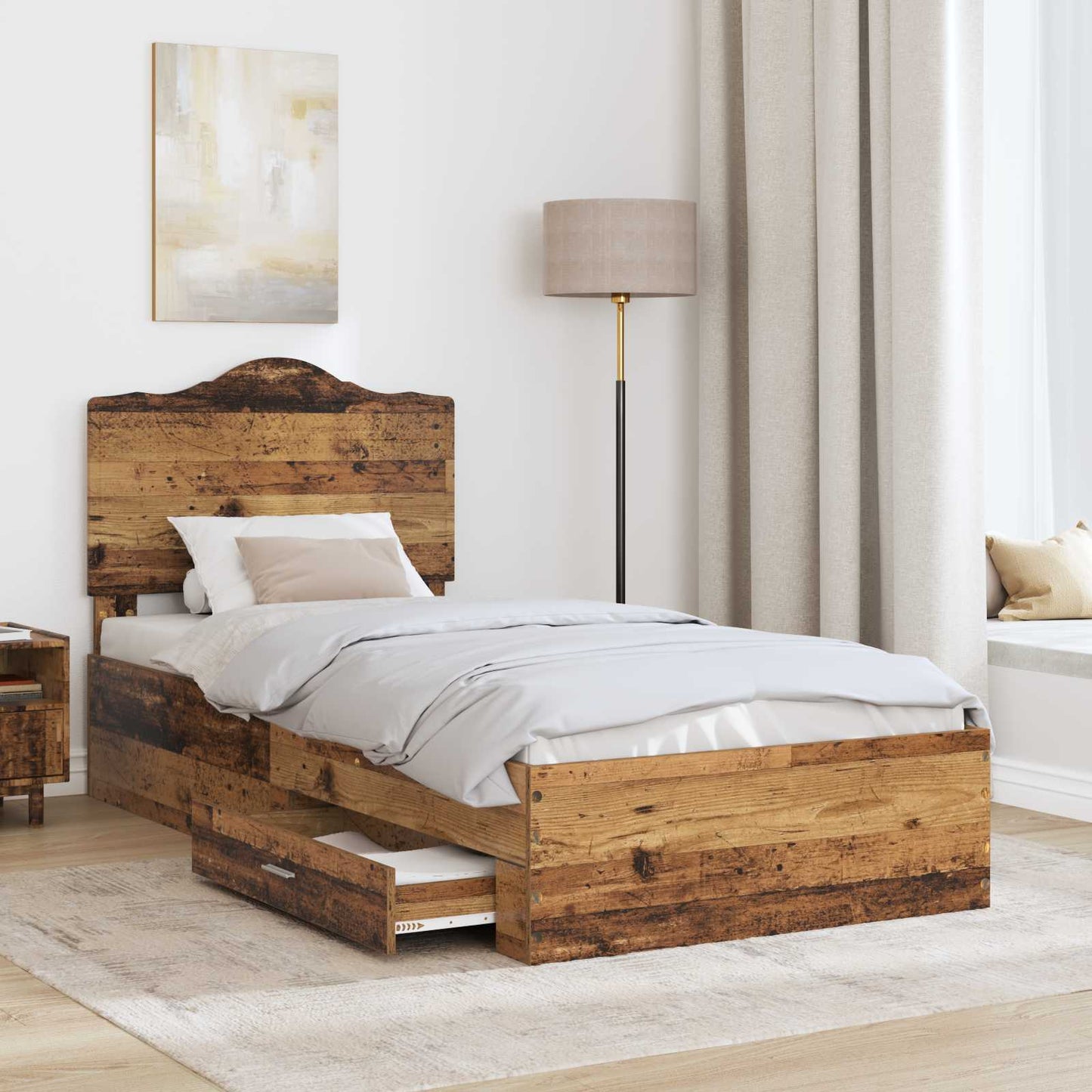 vidaXL Σκελετός Κρεβατιού Παλιό ξύλο 90 x 200 cm Επεξεργασμένο ξύλο