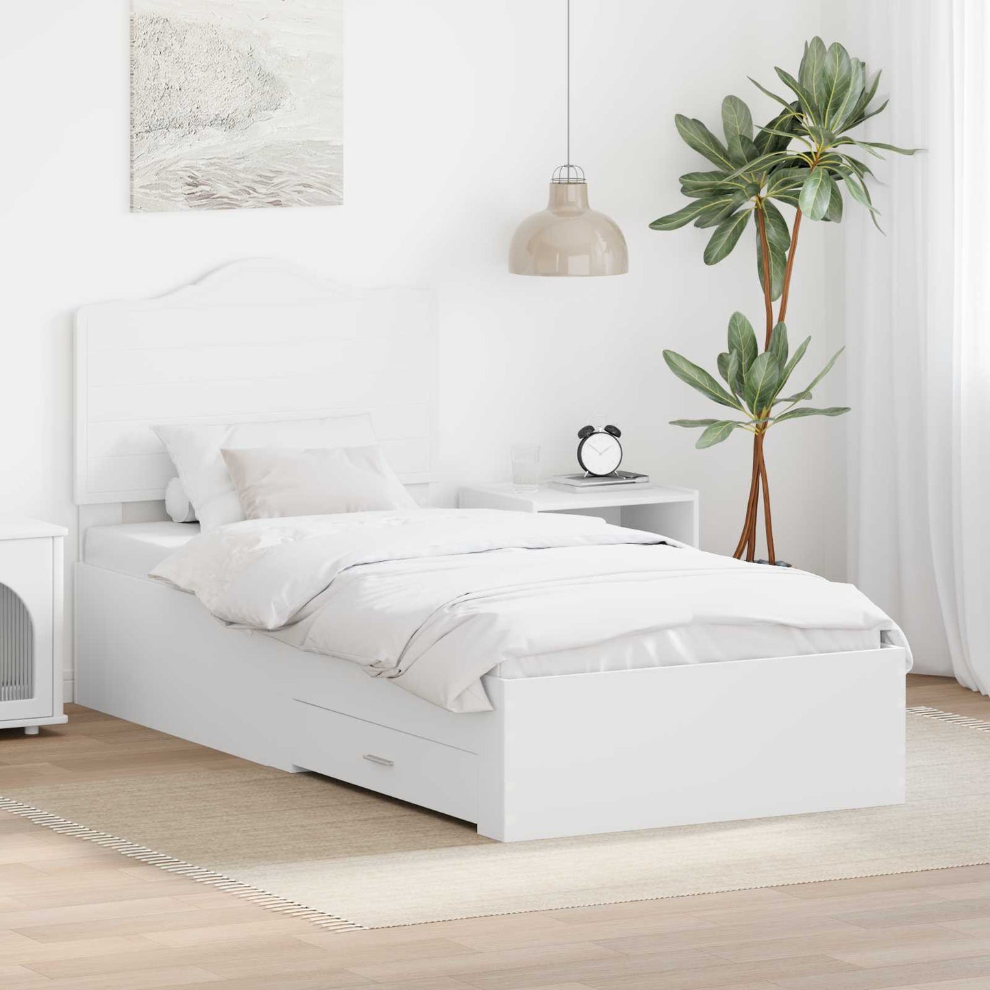 vidaXL Σκελετός Κρεβατιού Λευκό 90 x 190 cm Επεξεργασμένο ξύλο