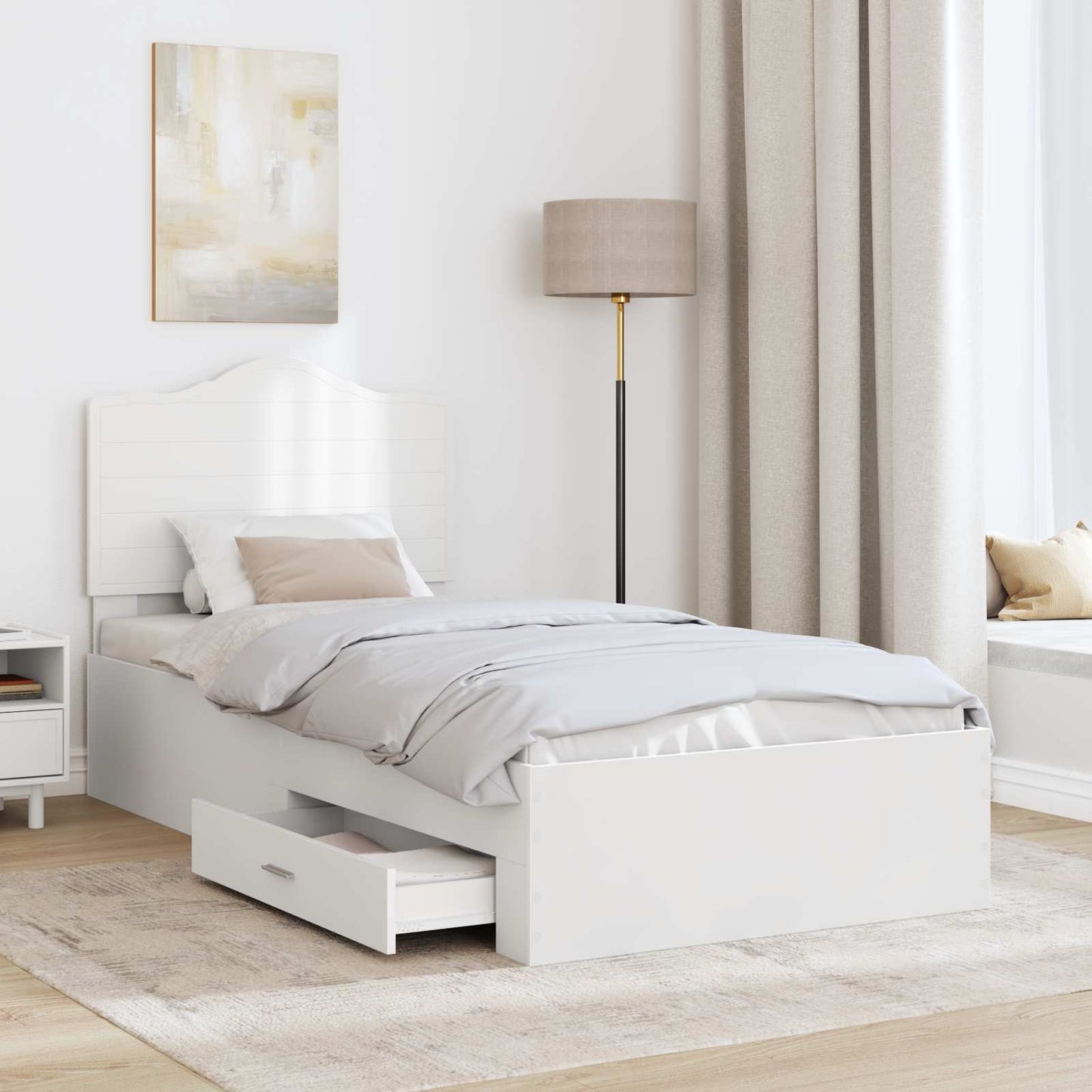 vidaXL Σκελετός Κρεβατιού Λευκό 90 x 190 cm Επεξεργασμένο ξύλο