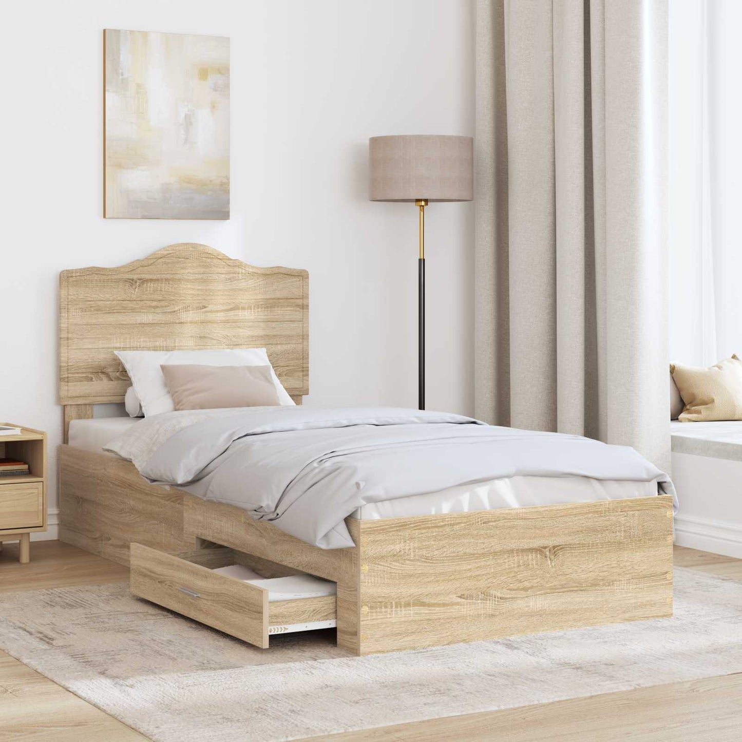 vidaXL Σκελετός Κρεβατιού Δρύς Sonoma 90 x 190 cm Επεξεργασμένο ξύλο
