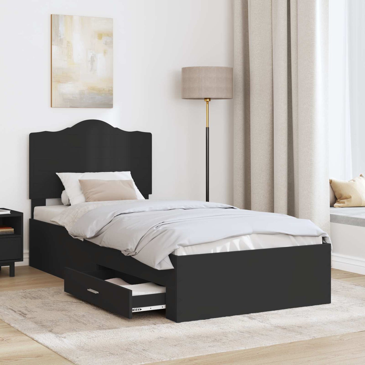 vidaXL Σκελετός Κρεβατιού Μαύρο 70 x 190 cm Επεξεργασμένο ξύλο