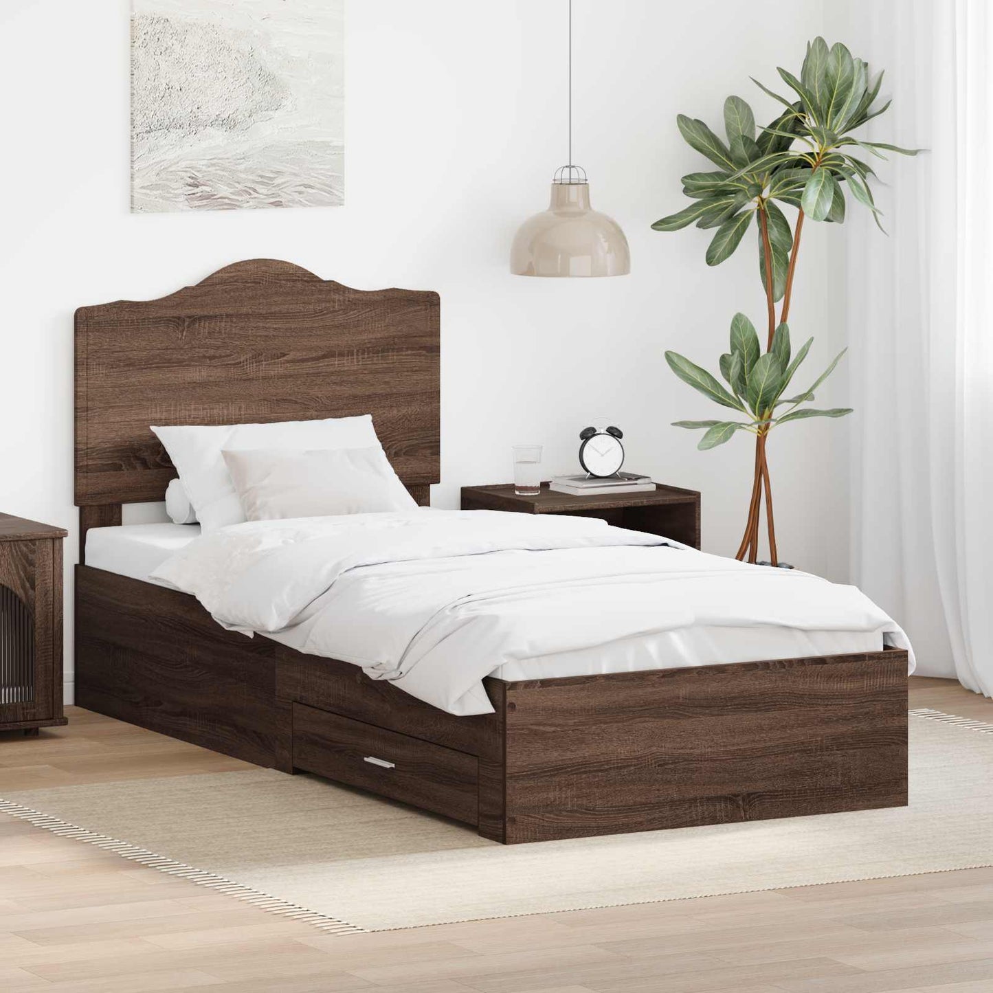 vidaXL Σκελετός Κρεβατιού Καφέ δρυς 70 x 190 cm Επεξεργασμένο ξύλο