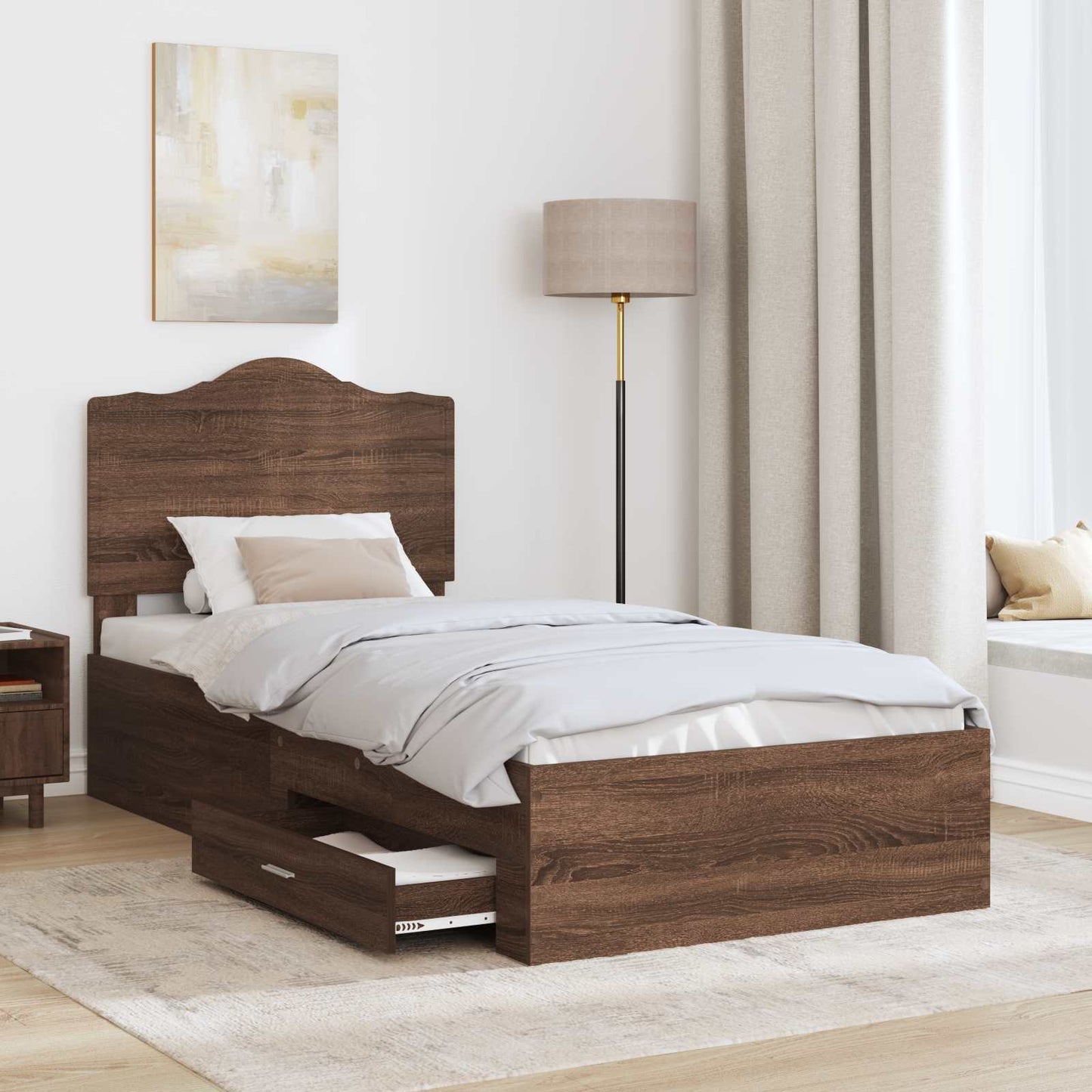 vidaXL Σκελετός Κρεβατιού Καφέ δρυς 70 x 190 cm Επεξεργασμένο ξύλο