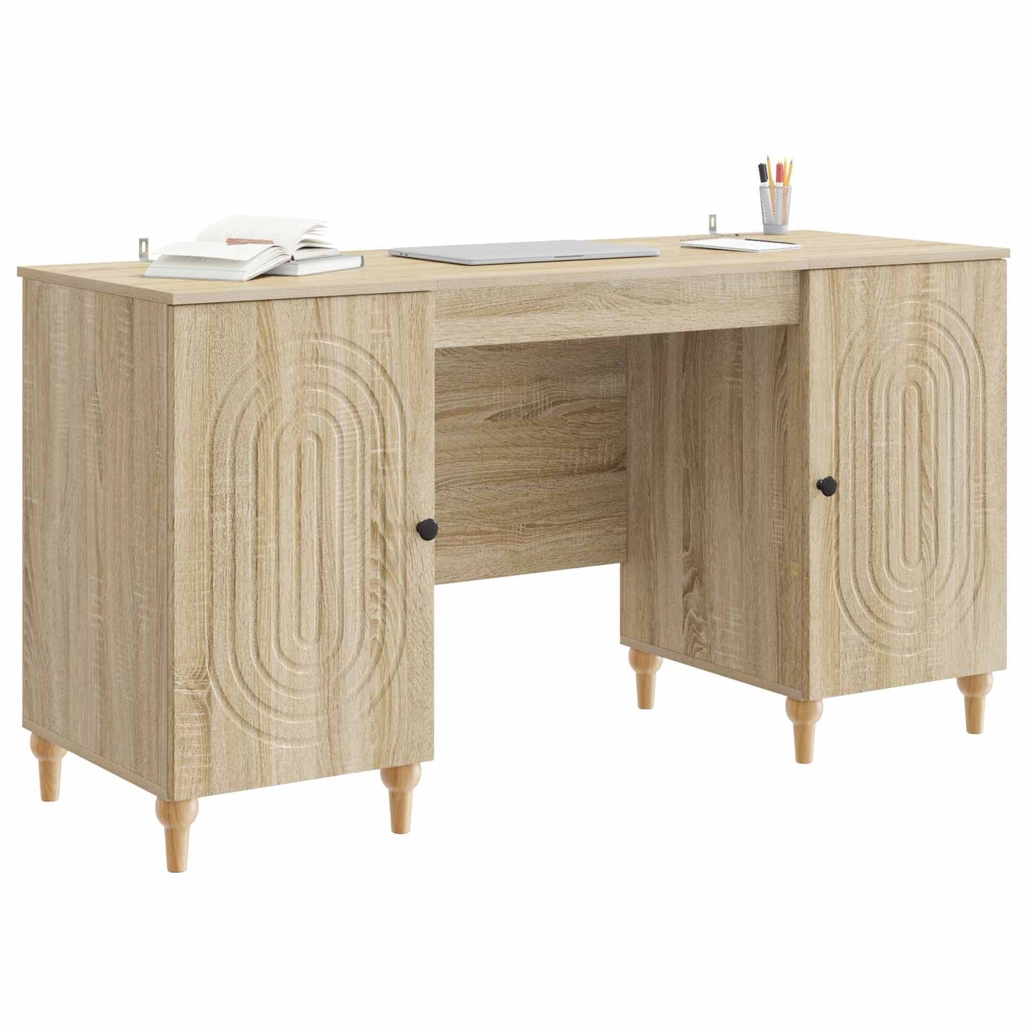 vidaXL Γραφείο με ράφι Sonoma 142,5 x 50 x 75 εκ. Επεξεργασμένο Ξύλο