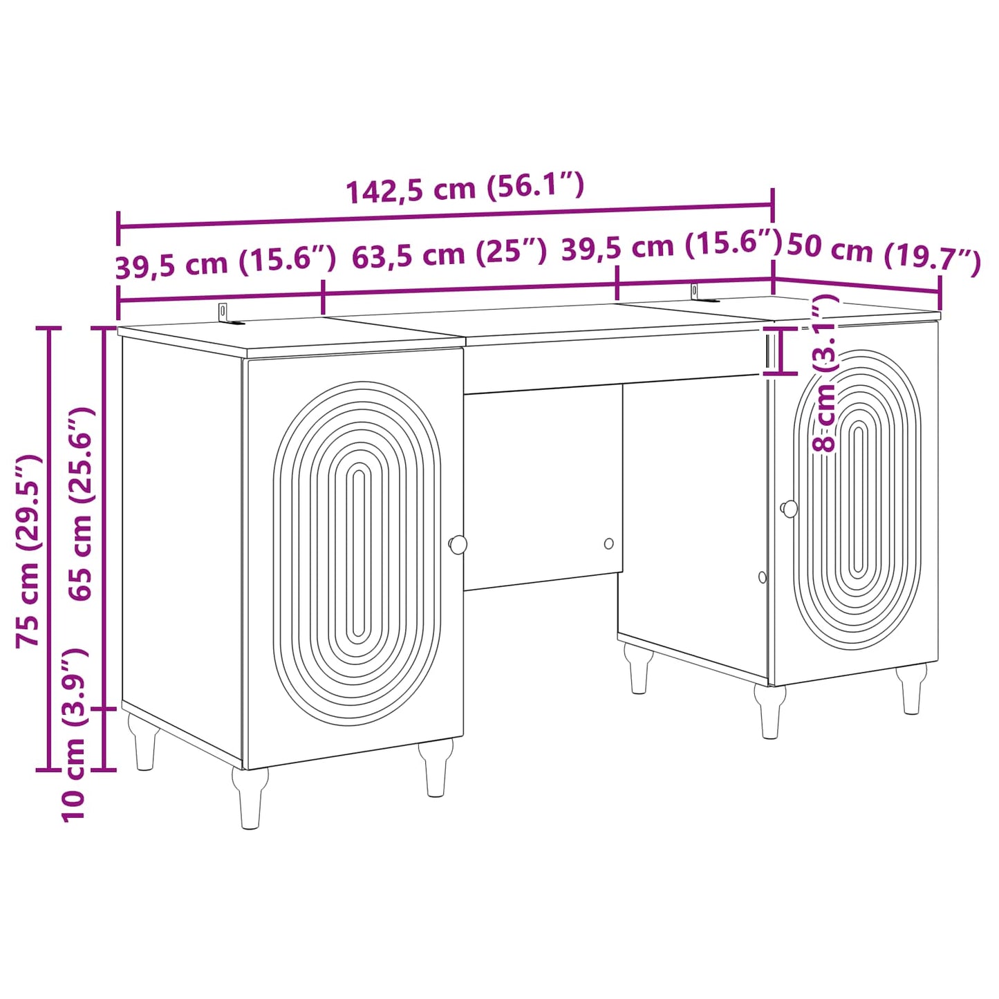 vidaXL Γραφείο με ράφι Sonoma 142,5 x 50 x 75 εκ. Επεξεργασμένο Ξύλο