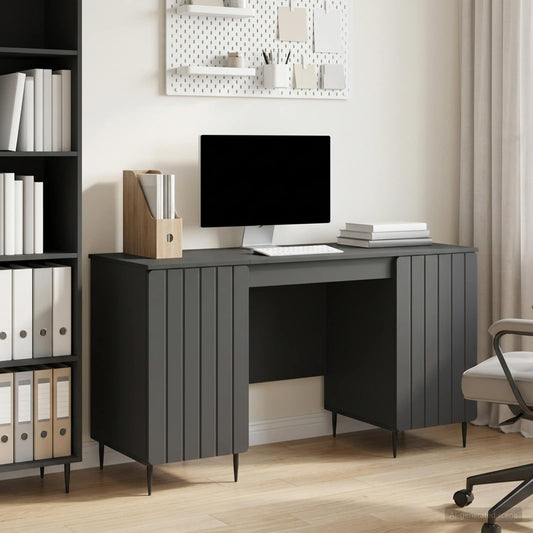 vidaXL Γραφείο με ράφι Μαύρο 142,5 x 50 x 75 εκ. Επεξεργασμένο Ξύλο