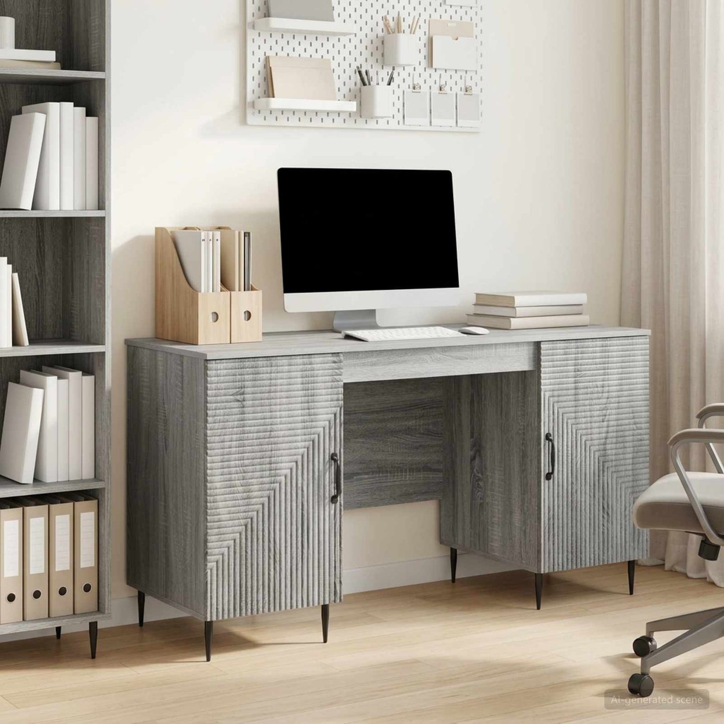 vidaXL Γραφείο Γκρι Sonoma 142,5 x 50 x 75 εκ. Επεξεργασμένο Ξύλο