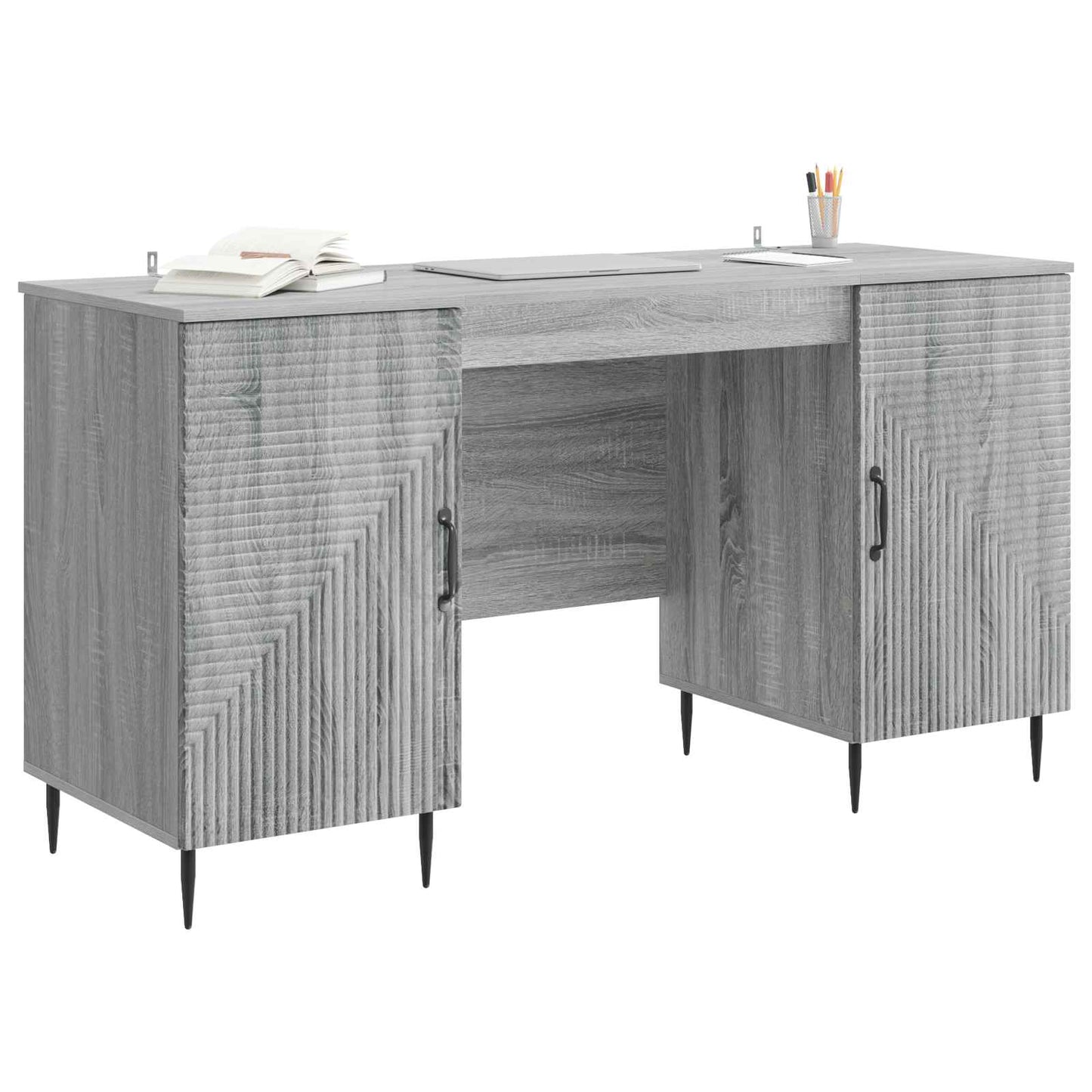 vidaXL Γραφείο Γκρι Sonoma 142,5 x 50 x 75 εκ. Επεξεργασμένο Ξύλο