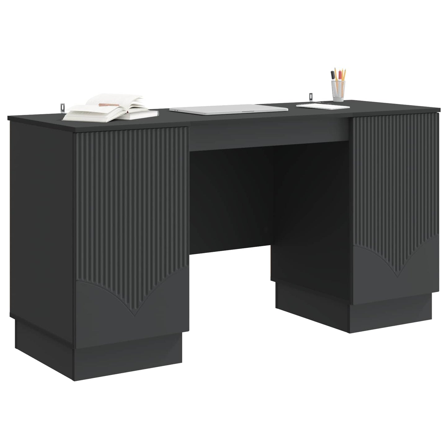 vidaXL Γραφείο με ράφι Μαύρο 142,5 x 50 x 75 εκ. Επεξεργασμένο Ξύλο