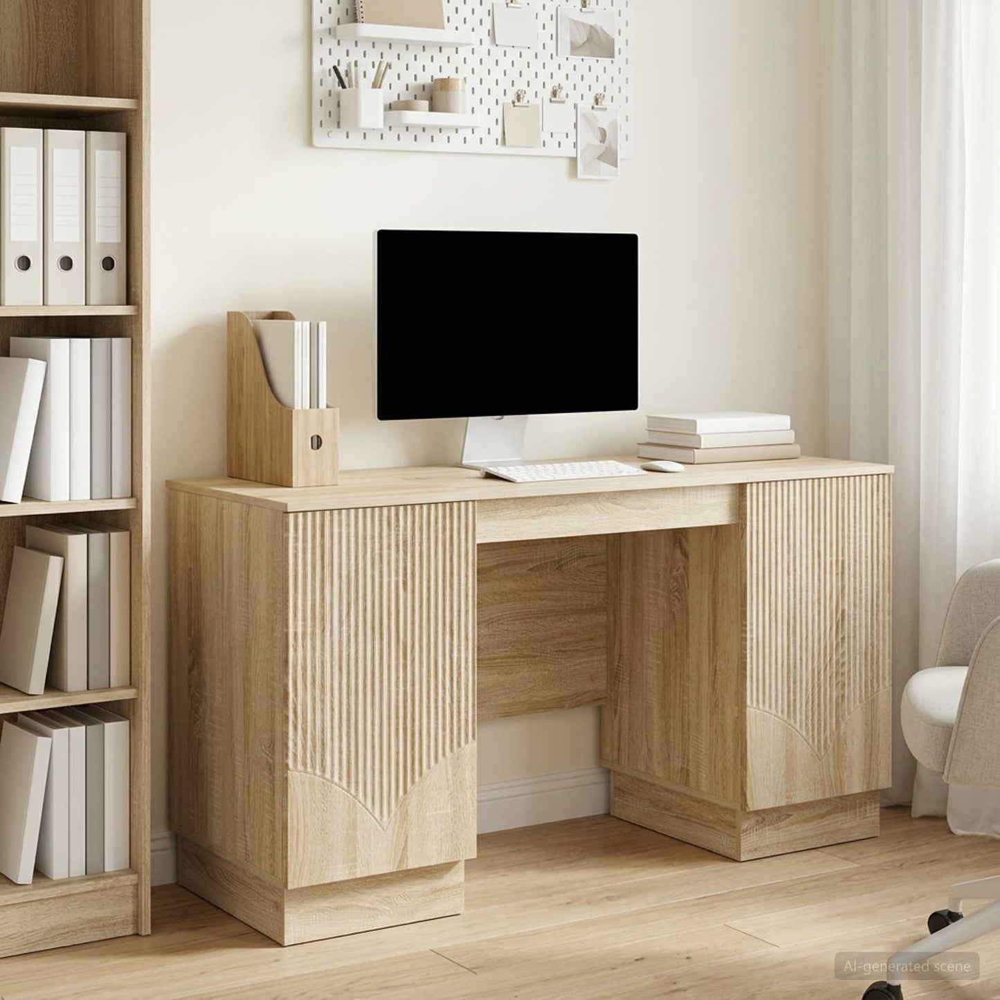 vidaXL Γραφείο Sonoma Δρυς 142,5 x 50 x 75 εκ. Επεξεργασμένο Ξύλο