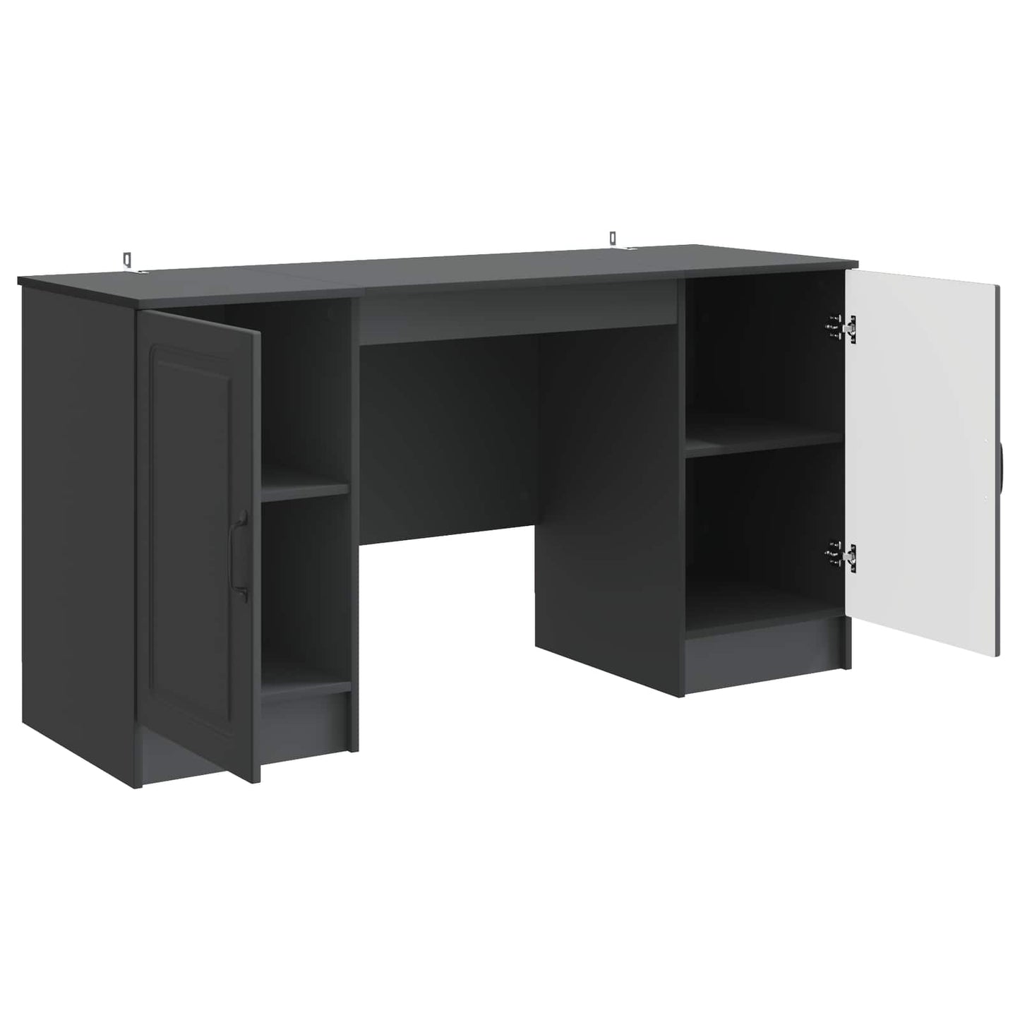 vidaXL Γραφείο με ράφι Μαύρο 142,5 x 50 x 75 εκ. Επεξεργασμένο Ξύλο