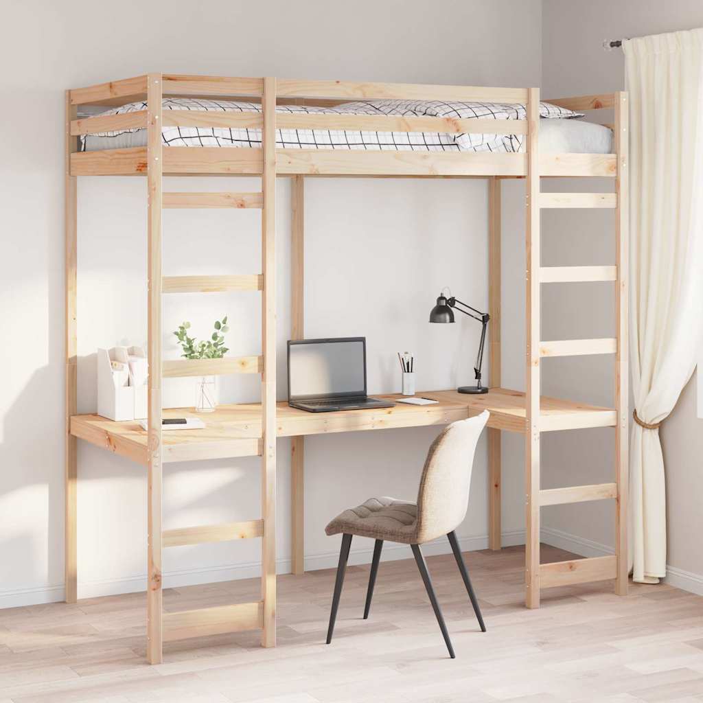 vidaXL Σκελετός κρεβατιού σοφίτας Φυσικό 90 x 190 cm