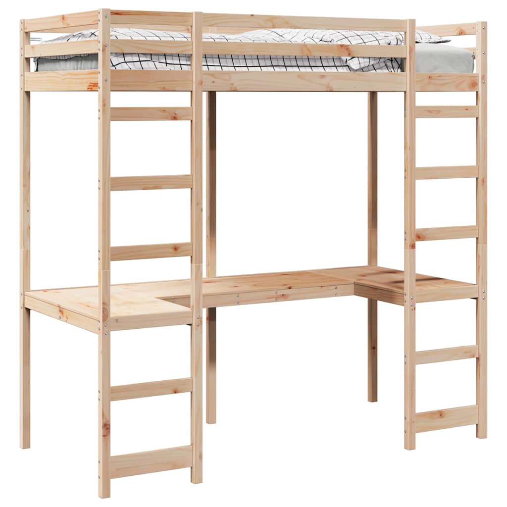 vidaXL Σκελετός κρεβατιού σοφίτας Φυσικό 90 x 190 cm