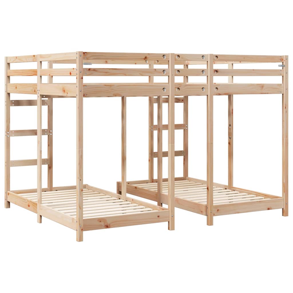 vidaXL Σκελετός Κουκέτας Τριών Επιπέδων Καφέ 160 x 200 cm