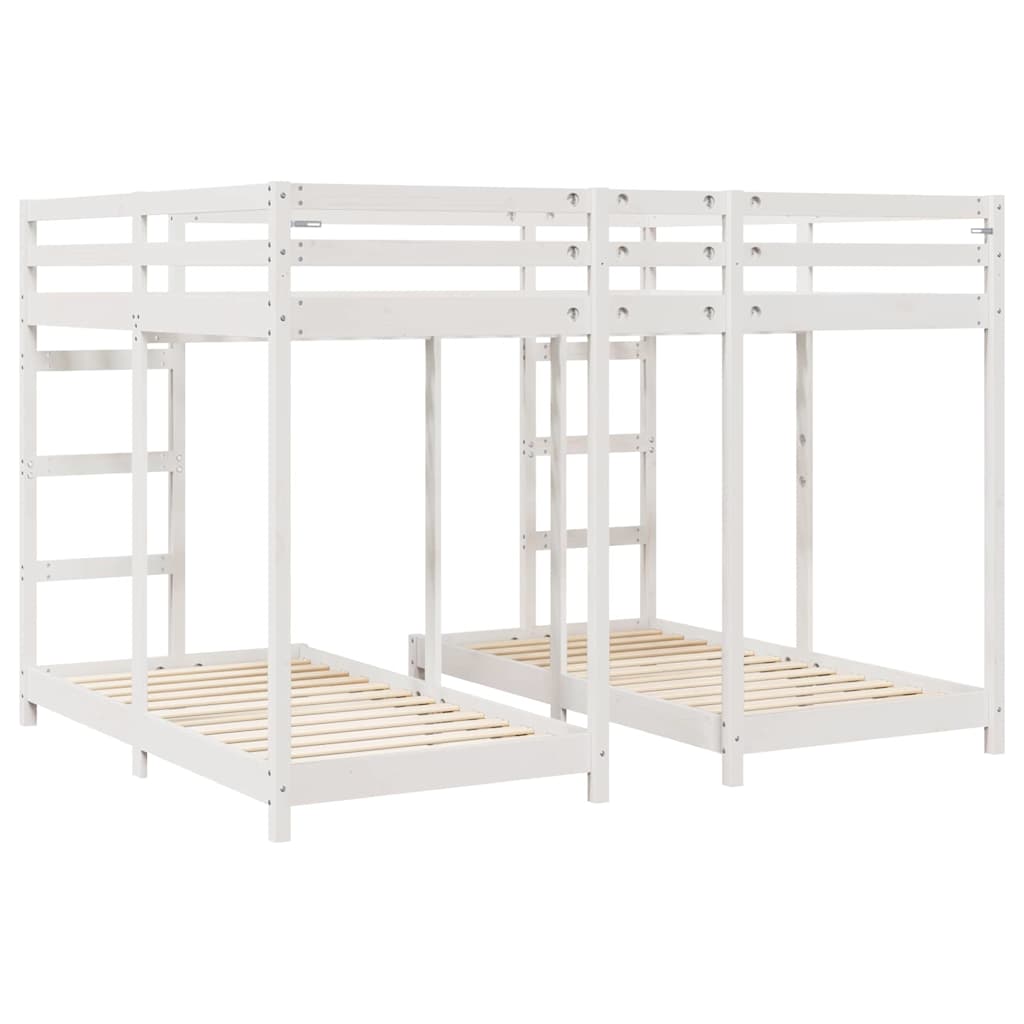 vidaXL Σκελετός Κουκέτας Τριών Επιπέδων Λευκό 160 x 200 cm