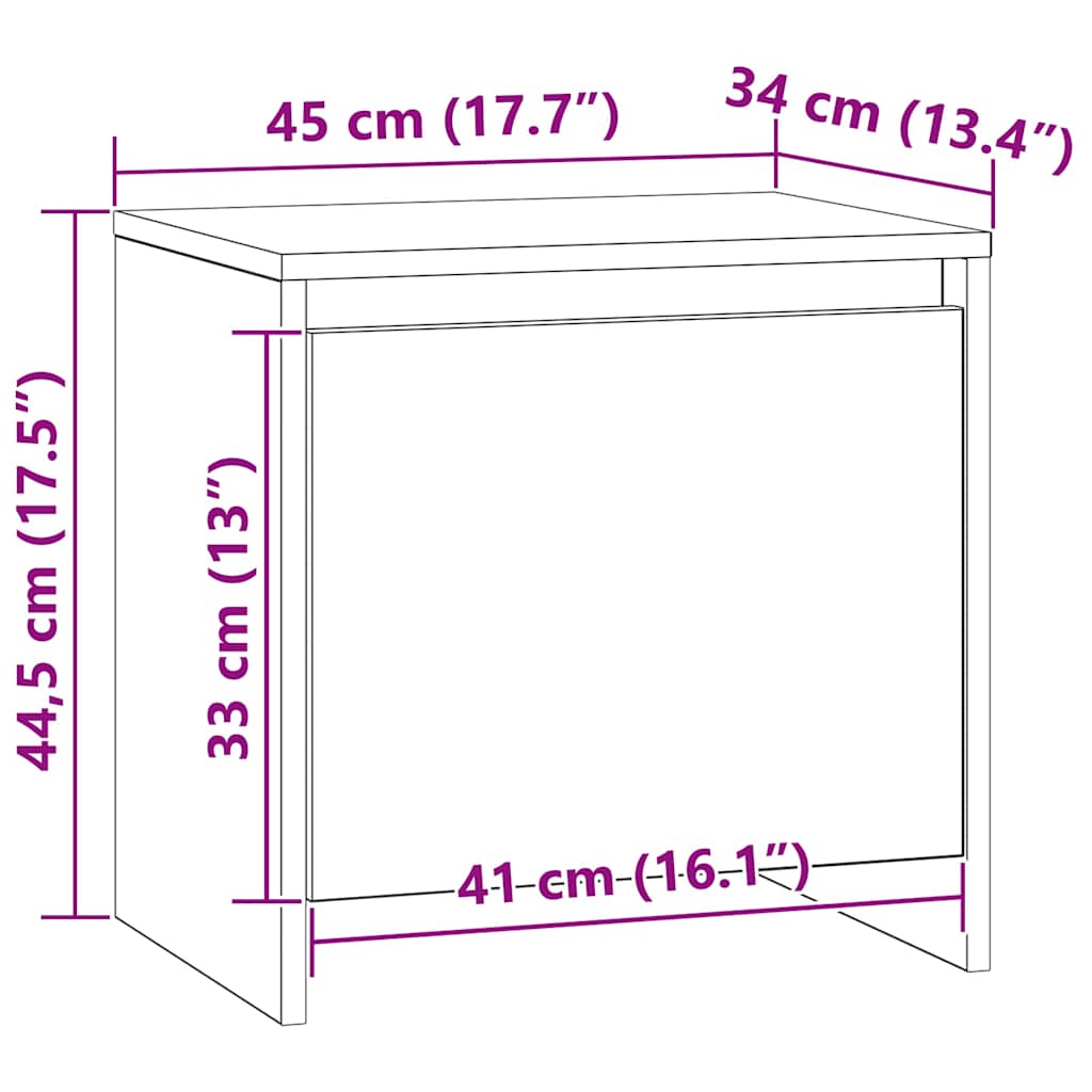 vidaXL Κομοδίνο Μαύρη Οξυά 45 x 34 x 44,5 εκ Επεξεργασμένο ξύλο