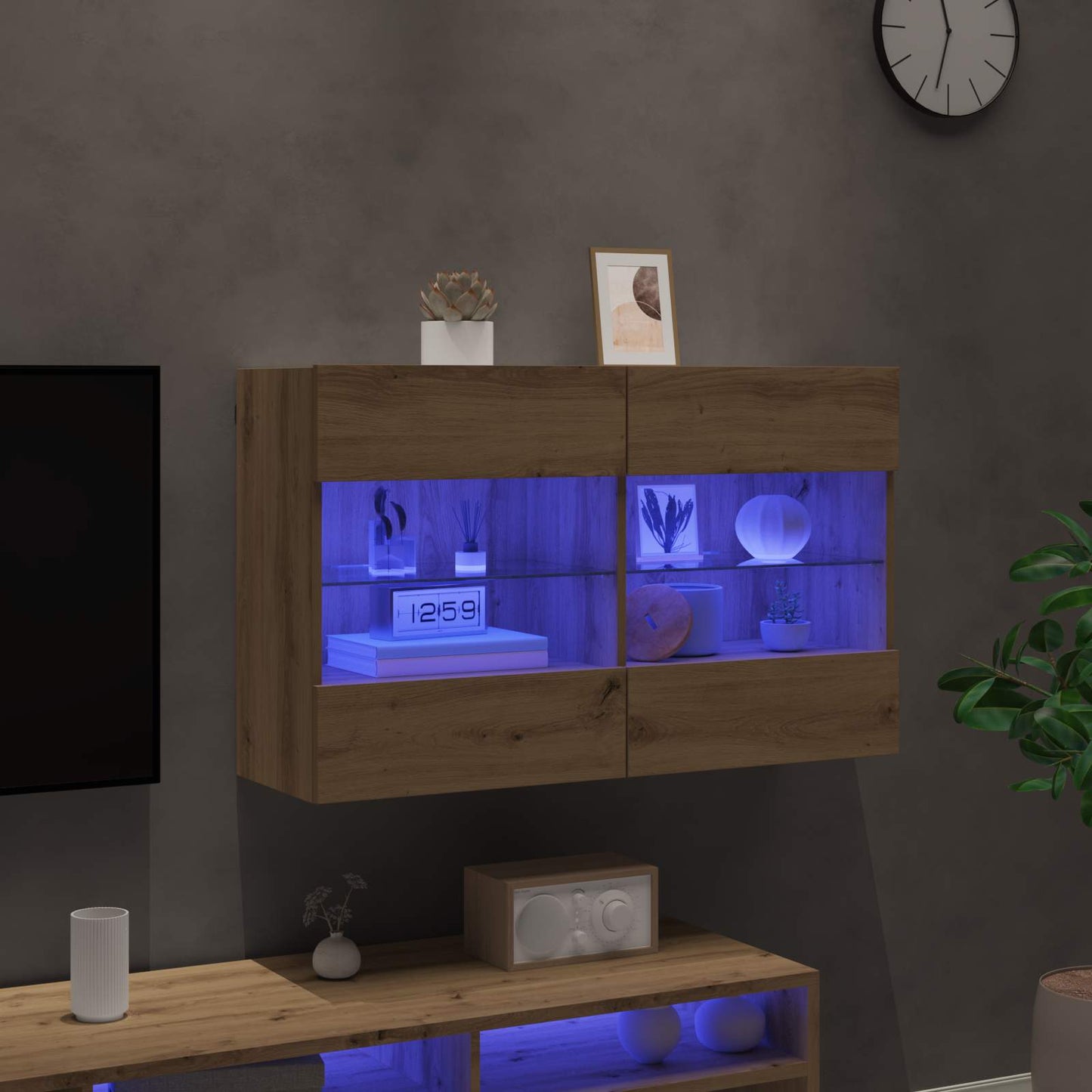 vidaXL Ντουλάπι Τηλεόρασης Τοίχου 98,5 x 30 x 60,5 εκ Artisan Oak