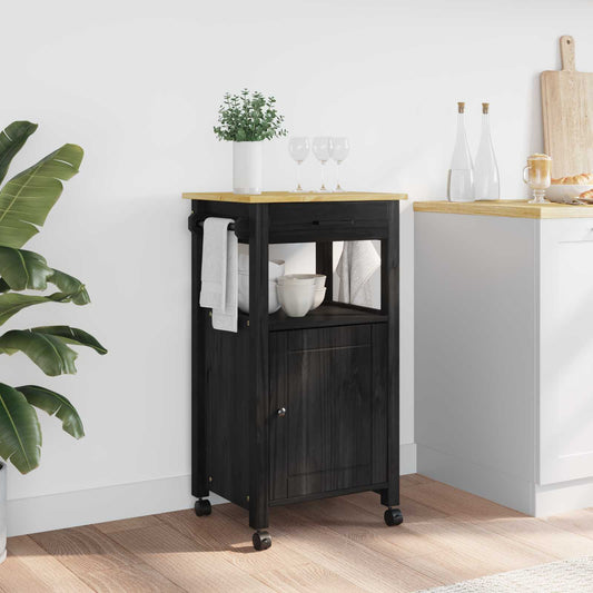 vidaXL Καρότσι Κουζίνας MONZA Μαύρο 48 x 40 x 88,5 εκ.