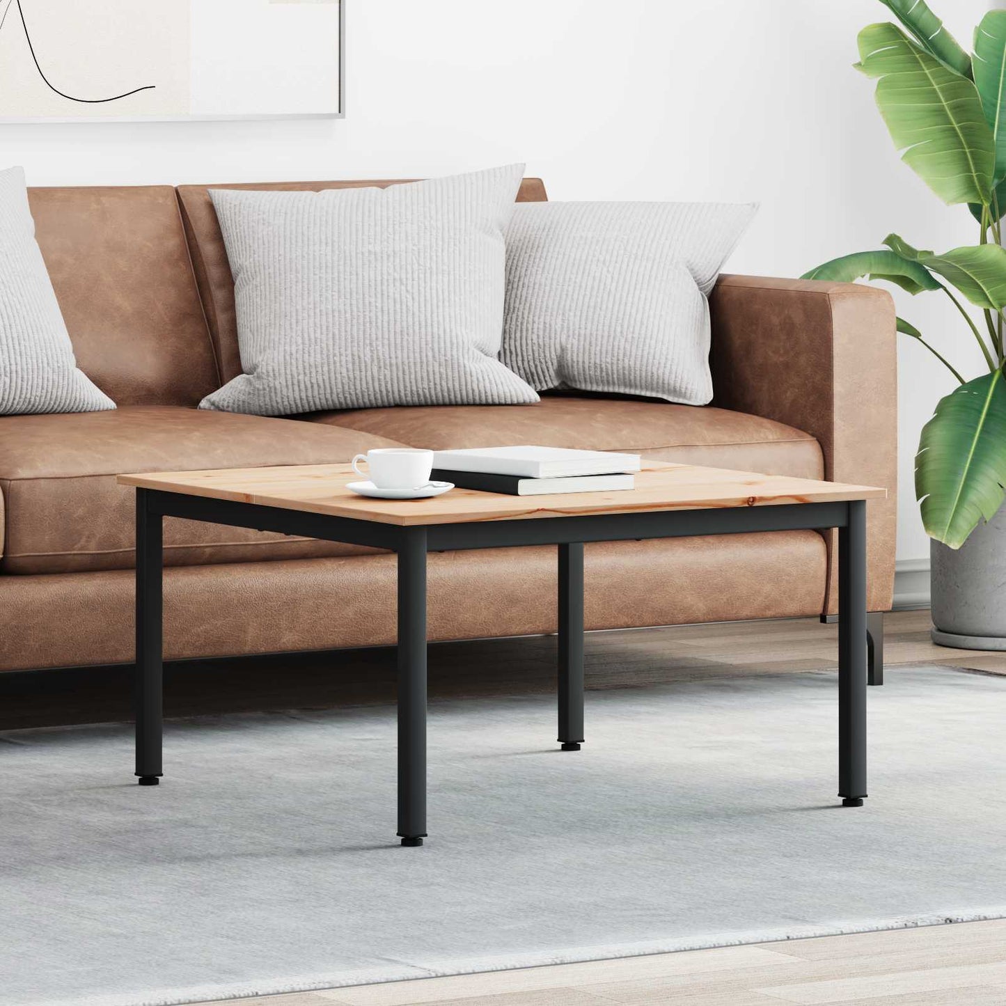 vidaXL Τραπεζάκι σαλονιού Φυσικό 80 x 80 x 45 cm Στερεά ξυλεία πεύκου