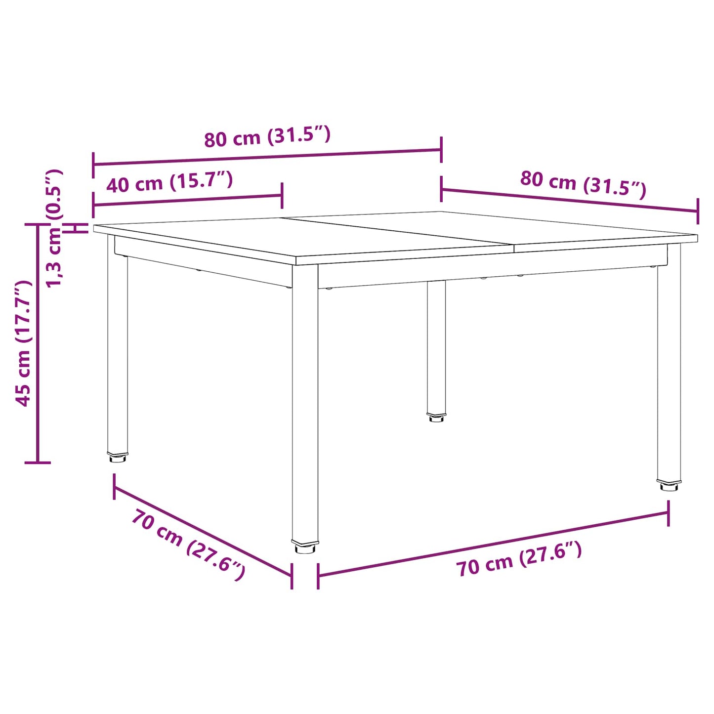 vidaXL Τραπεζάκι σαλονιού Λευκό 80 x 80 x 45 cm Στερεά ξυλεία πεύκου