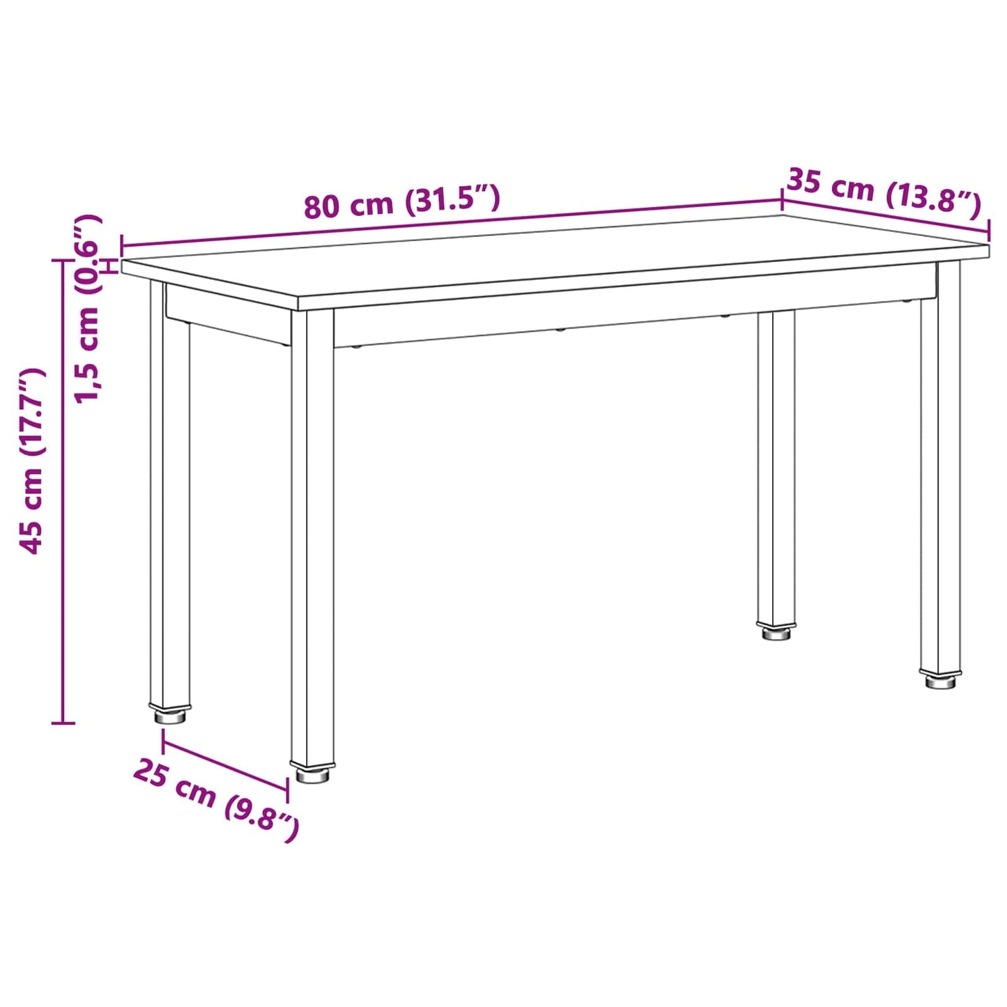 vidaXL παγκάκι Λευκό 80 x 35 x 45 cm Στερεά ξυλεία πεύκου