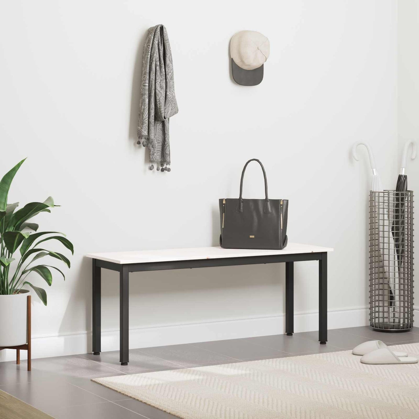 vidaXL παγκάκι Λευκό 110 x 35 x 45 cm Στερεά ξυλεία πεύκου