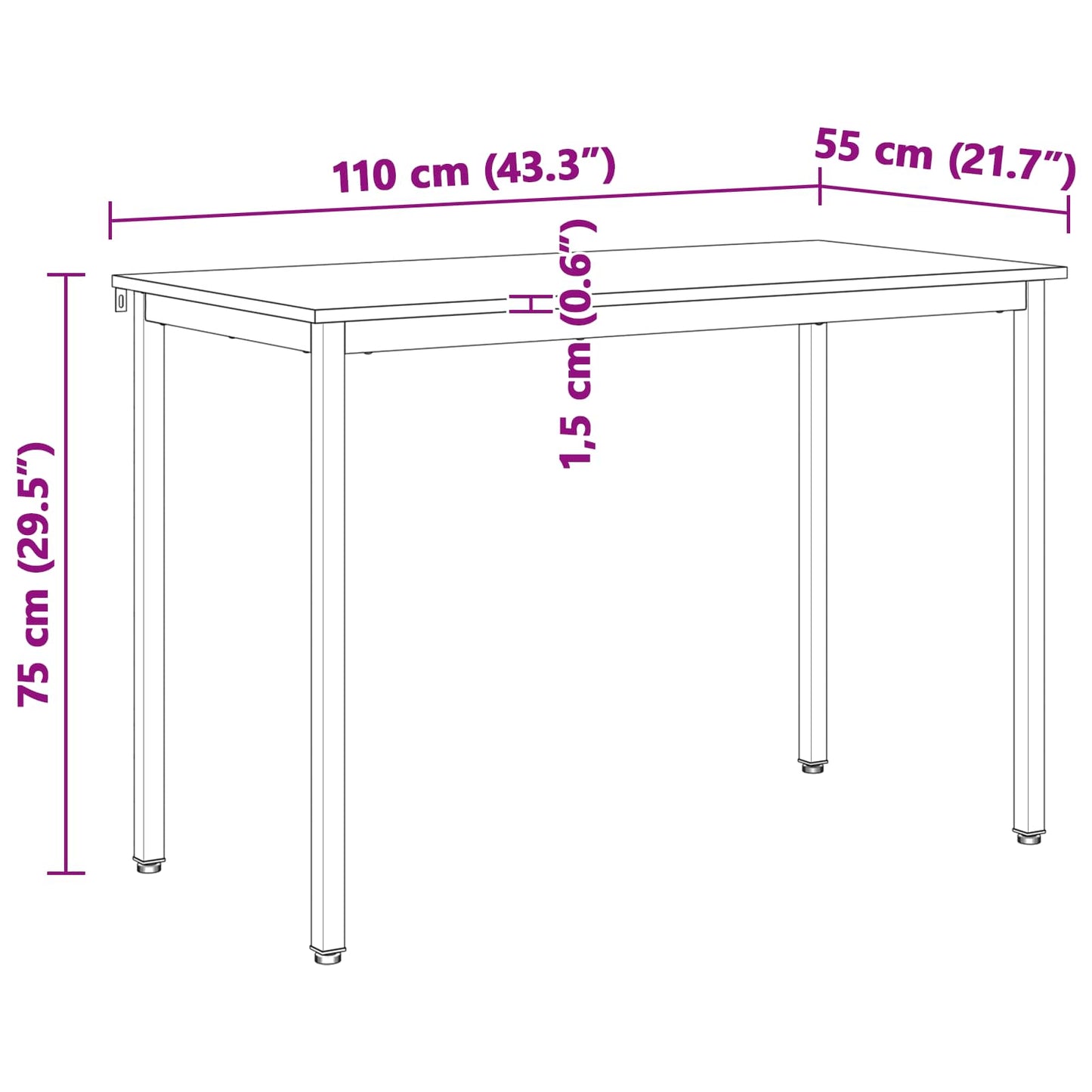 vidaXL Τραπεζαρία Φυσικό 110 x 55 x 75 cm Στερεά ξυλεία πεύκου