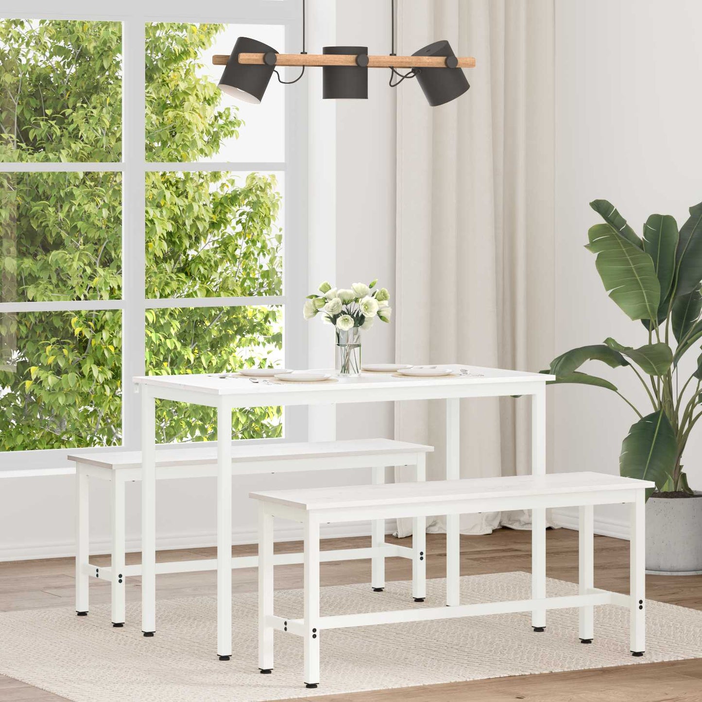 vidaXL Τραπεζαρία Λευκό 110 x 55 x 75 cm Στερεά ξυλεία πεύκου