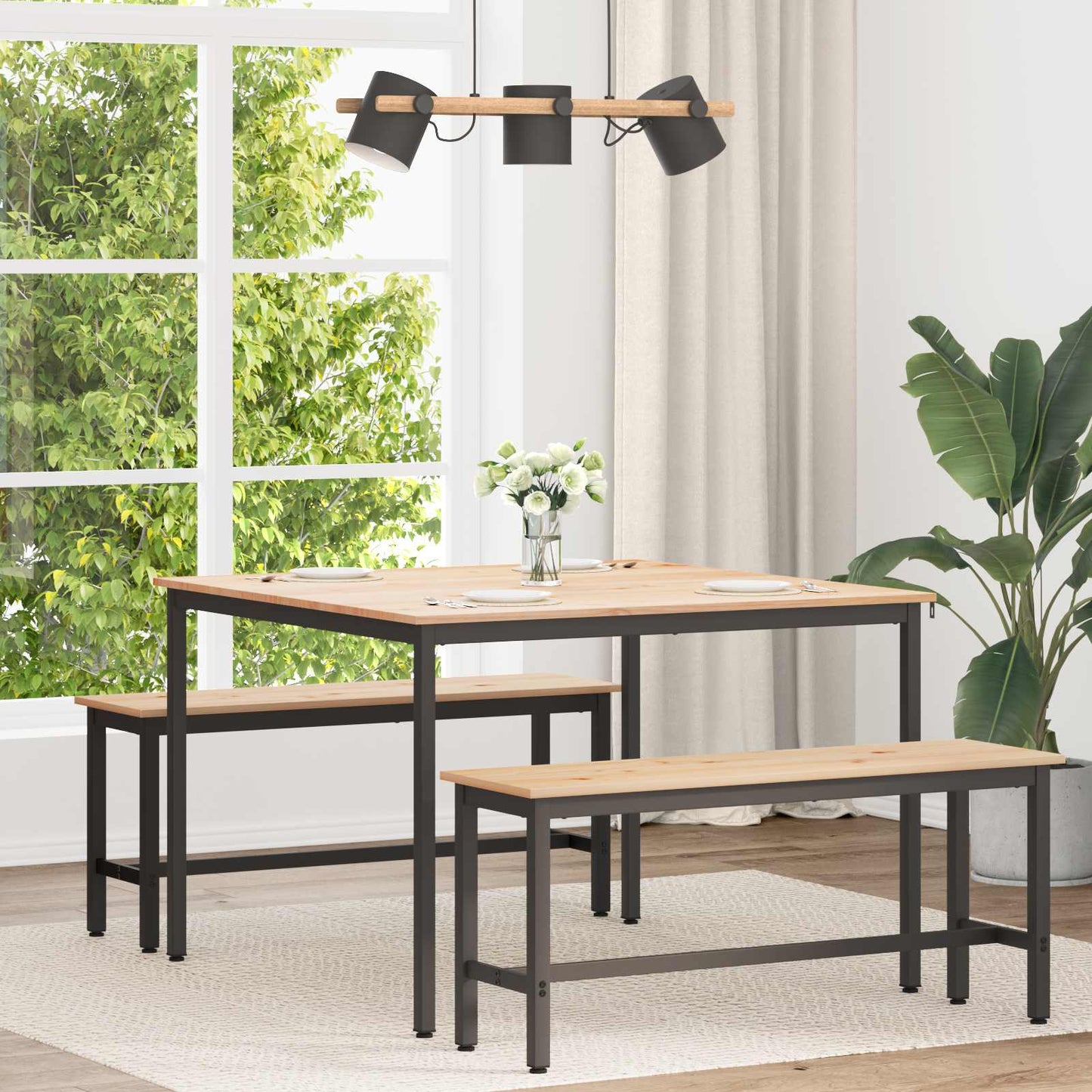 vidaXL Τραπεζαρία Φυσικό 110 x 110 x 75 cm Στερεά ξυλεία πεύκου