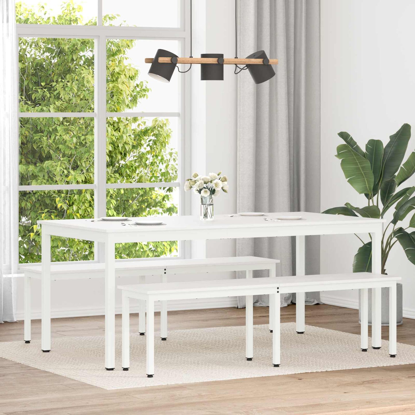 vidaXL Τραπεζαρία Λευκό 180 x 90 x 75 cm Στερεά ξυλεία πεύκου