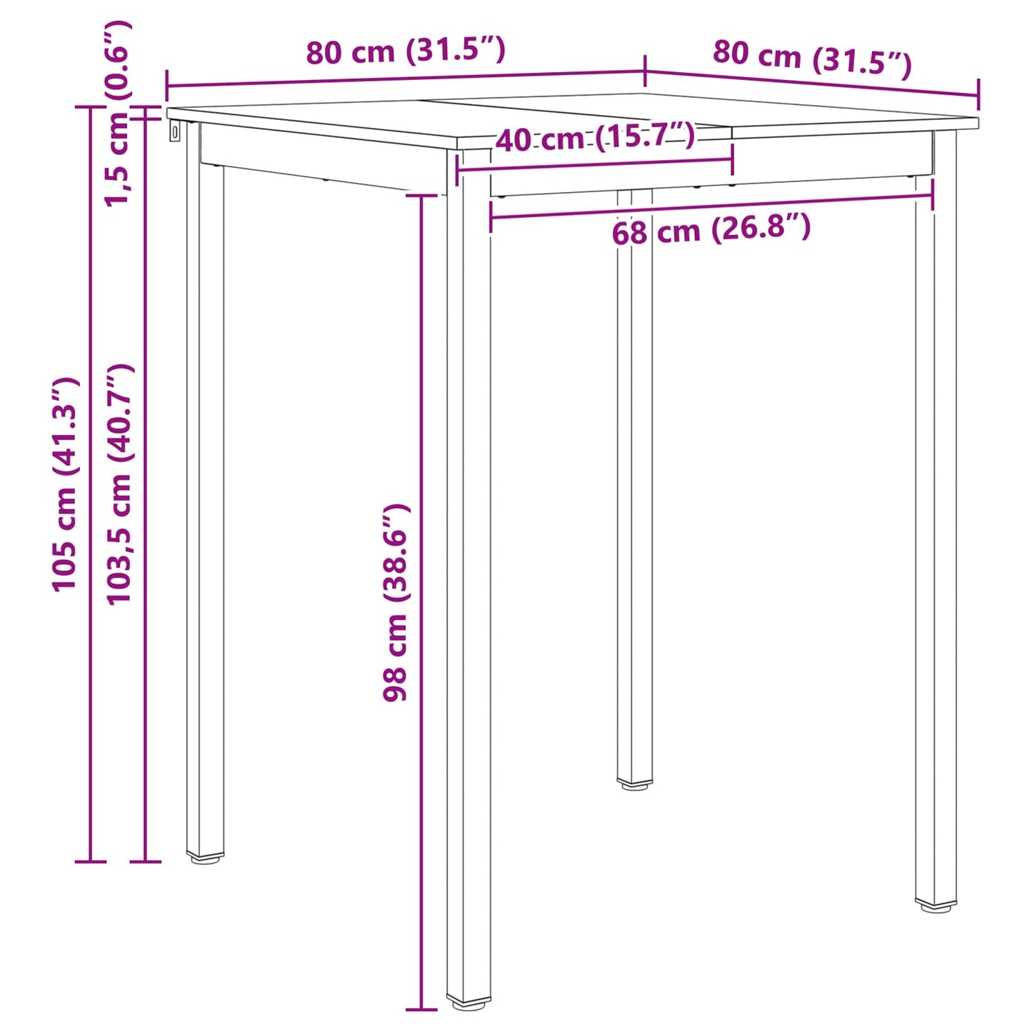 vidaXL Τραπέζι μπαρ Φυσικό 110 x 55 x 105 εκ. Στερεά ξυλεία πεύκου