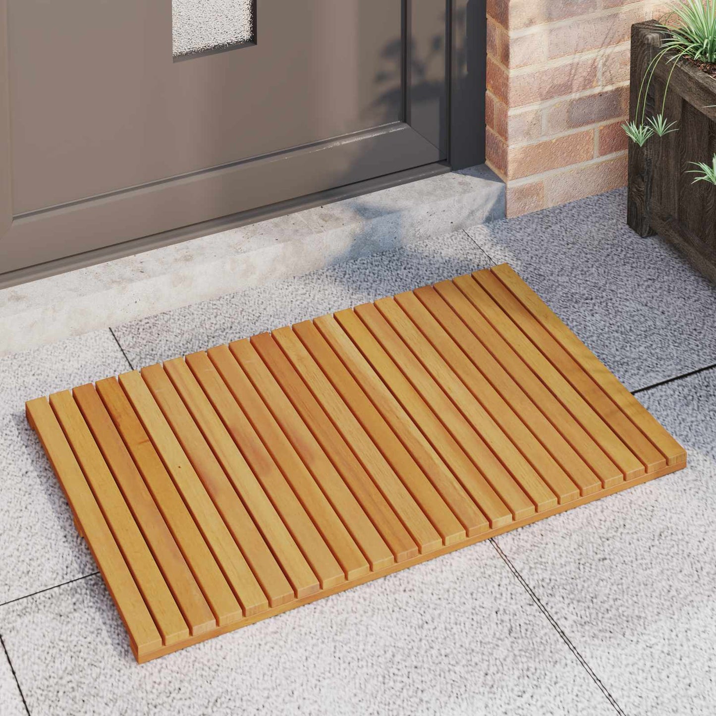 vidaXL Πατάκι μπάνιου Μονόχρωμο Καφέ 80 x 50 cm Στερεό Ξύλο Ακακίας