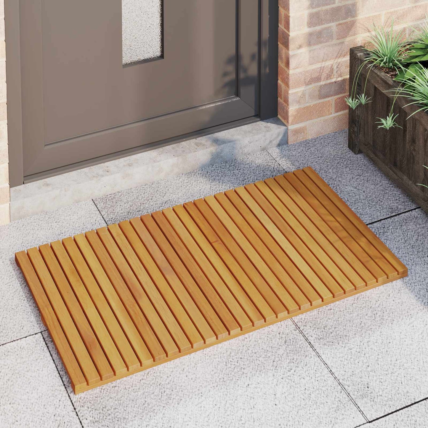 vidaXL Πατάκι μπάνιου Μονόχρωμο Καφέ 100 x 55 cm Στερεό Ξύλο Ακακίας