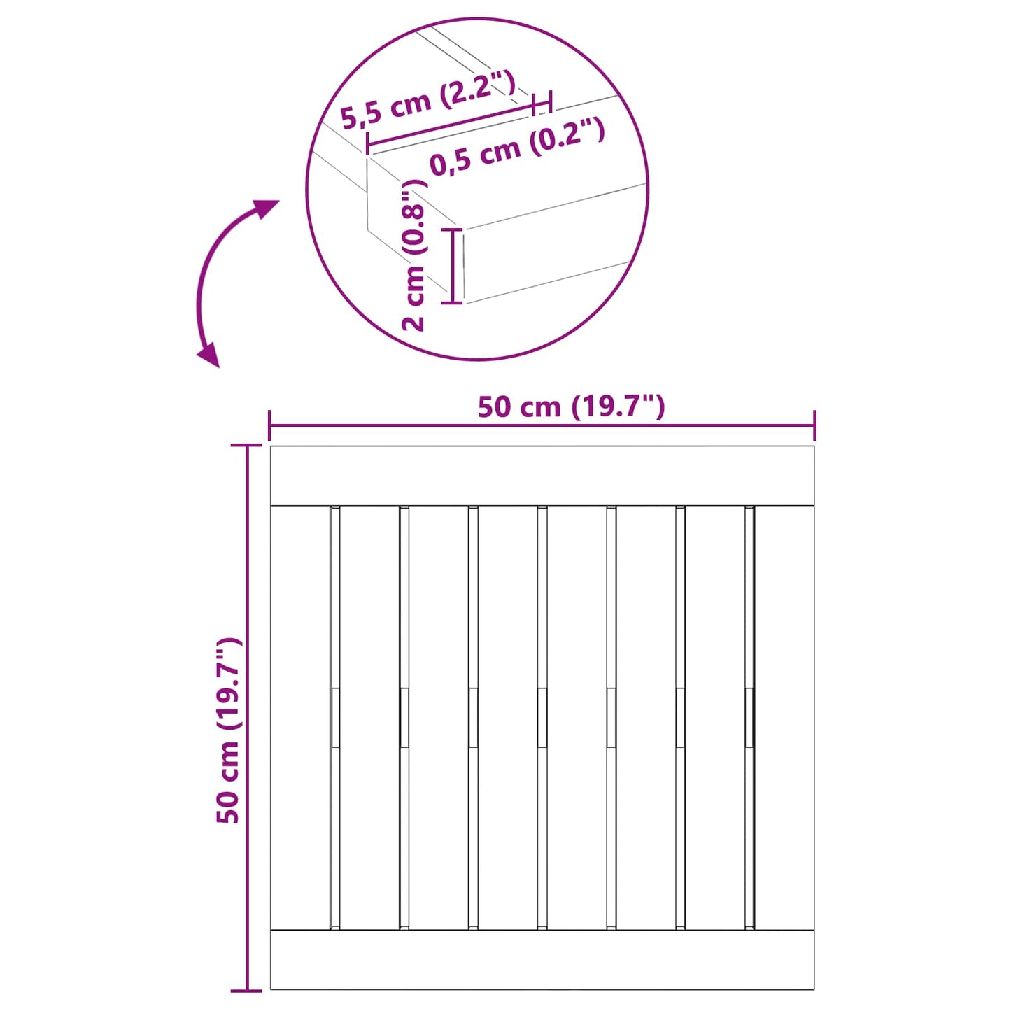 vidaXL Πατάκι μπάνιου Μονόχρωμο Καφέ 50 x 50 cm Στερεό Ξύλο Ακακίας