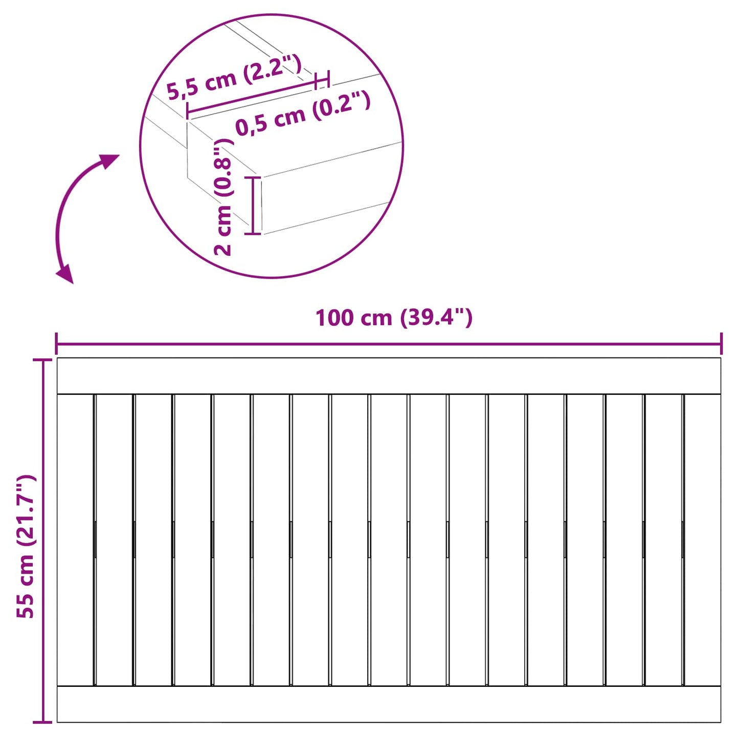 vidaXL Πατάκι μπάνιου Μονόχρωμο Καφέ 100 x 55 cm Στερεό Ξύλο Ακακίας