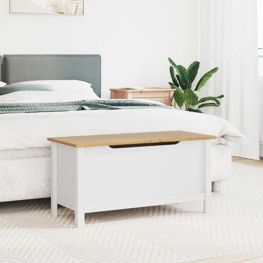 vidaXL Κουτί αποθήκευσης Λευκό και καστανό μέλι 90 x 40 x 45 cm