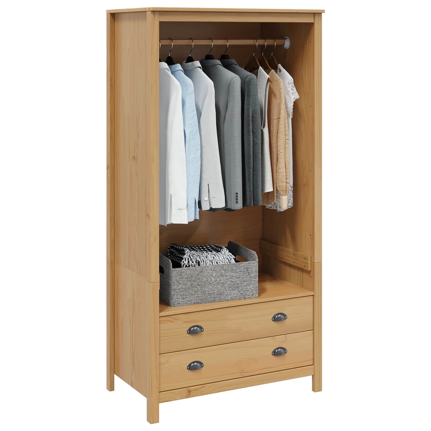 vidaXL Ντουλάπι με ράφι Μέλι Καφέ 84 x 50 x 170 εκ Στερεό ξύλο πεύκου