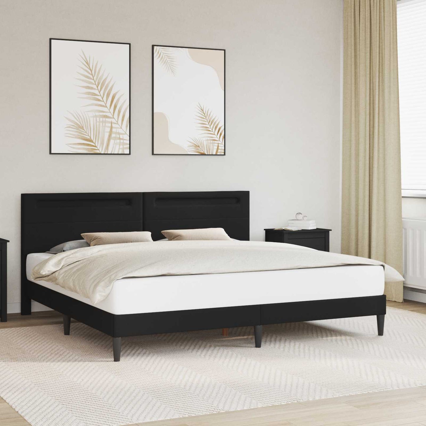 vidaXL Σκελετός Κρεβατιού Μαύρο 180 x 200 cm Τεχνητό Δέρμα