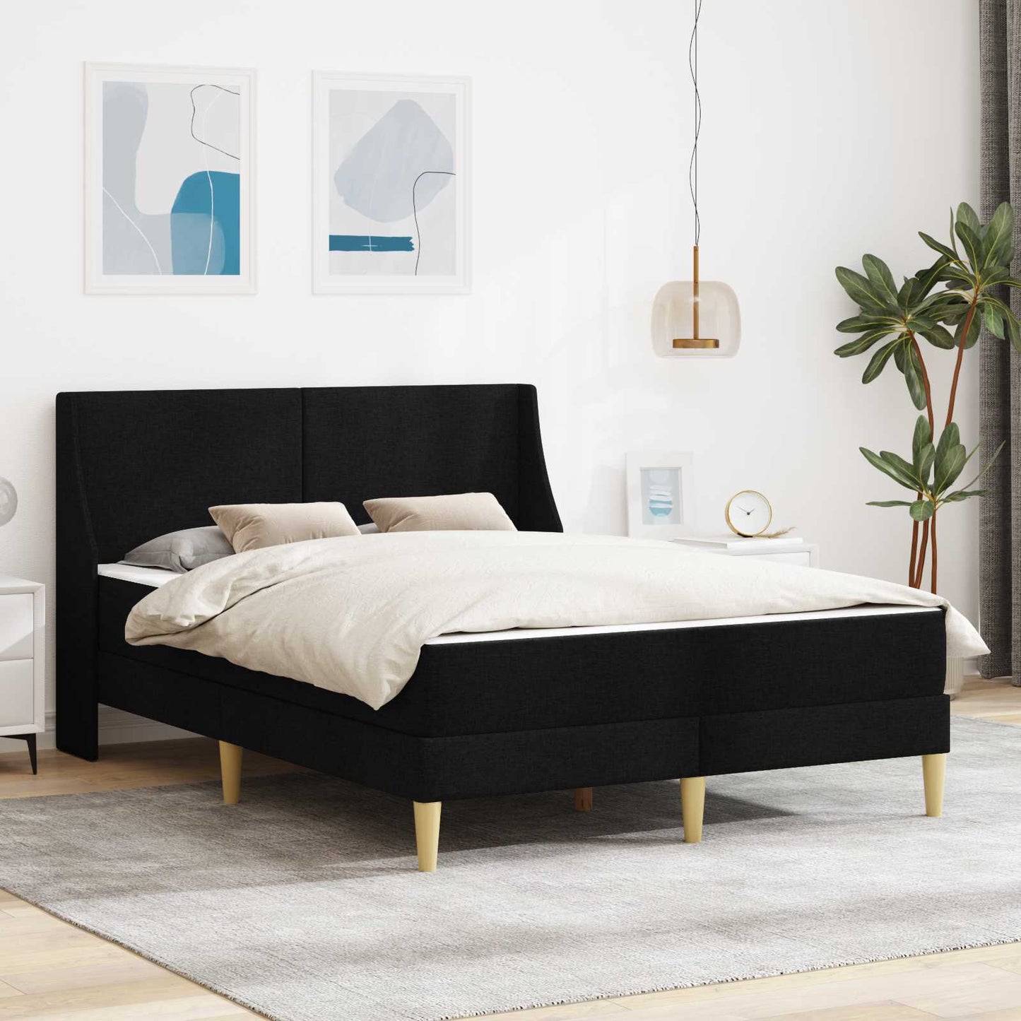 vidaXL Σκελετός κρεβατιού με στρώμα Μαύρο 120 x 190 cm Πολυεστέρας