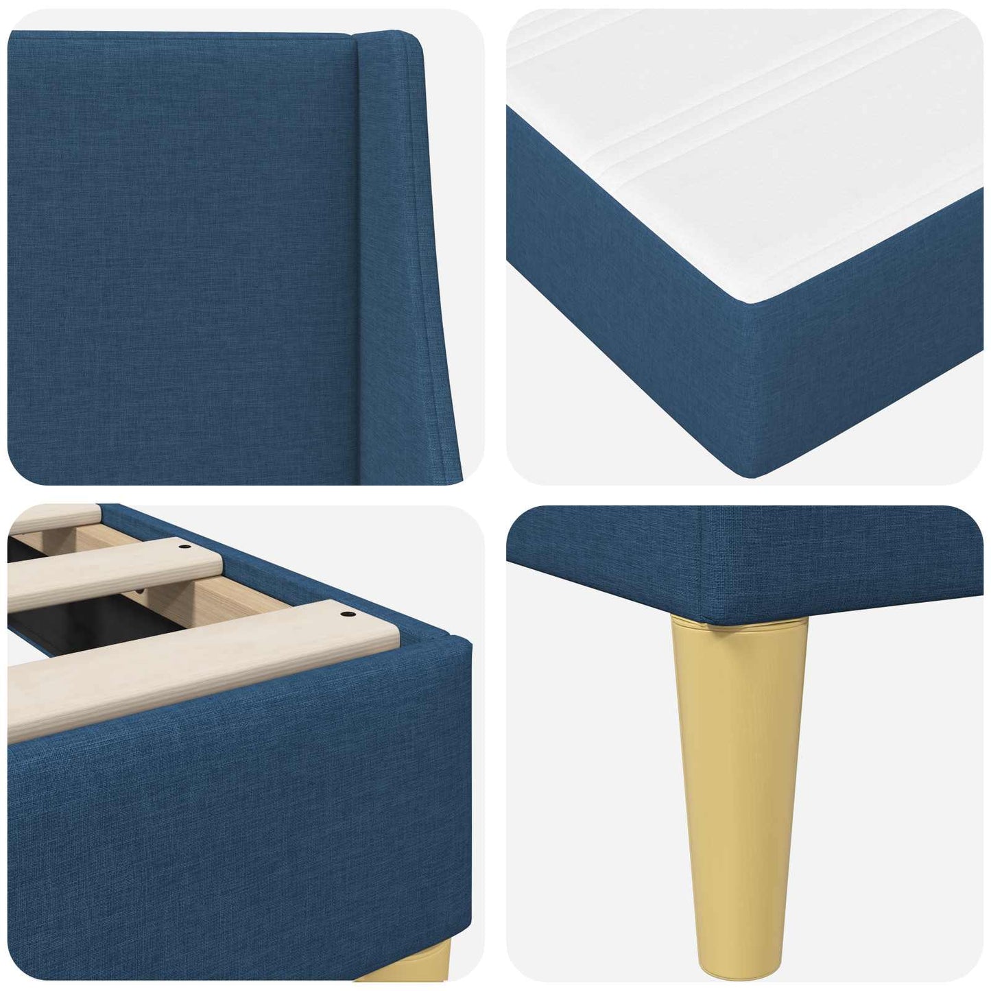 vidaXL Σκελετός κρεβατιού με στρώμα Μπλε 180 x 200 cm Πολυεστέρας