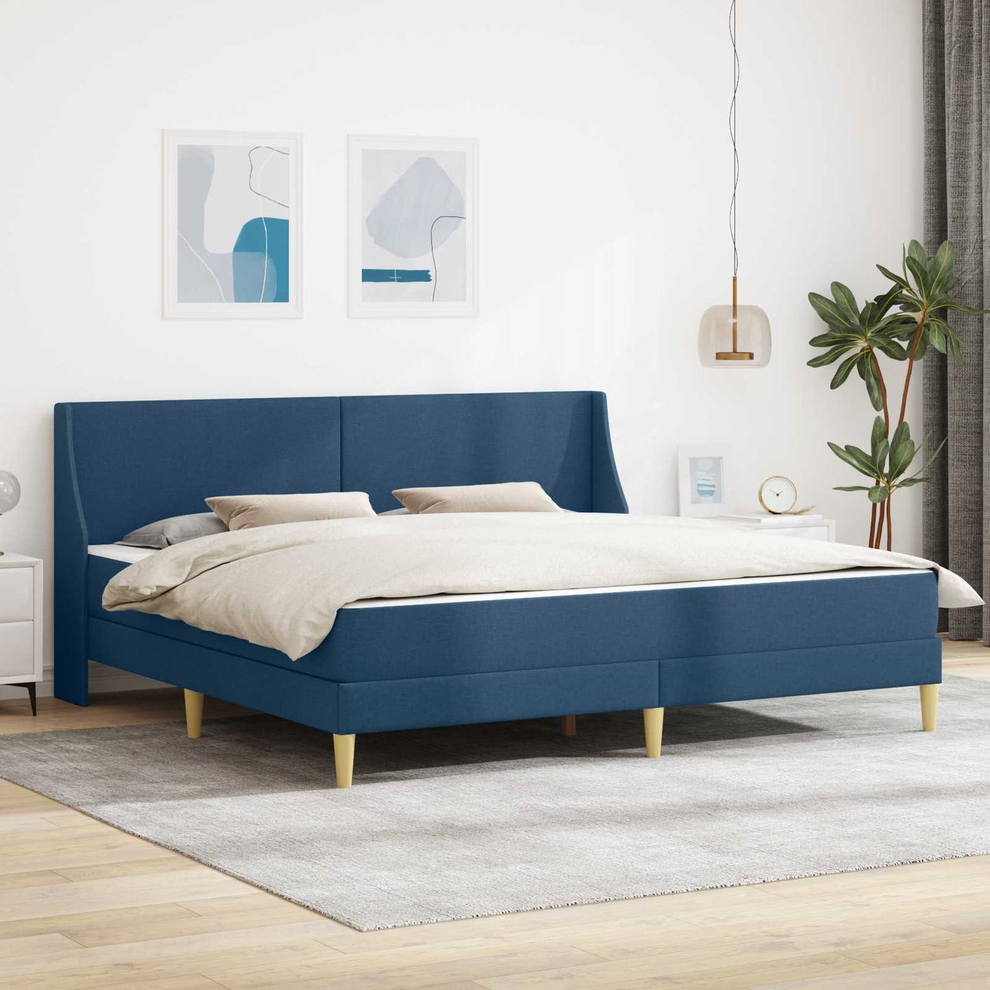 vidaXL Σκελετός κρεβατιού με στρώμα Μπλε 180 x 200 cm Πολυεστέρας