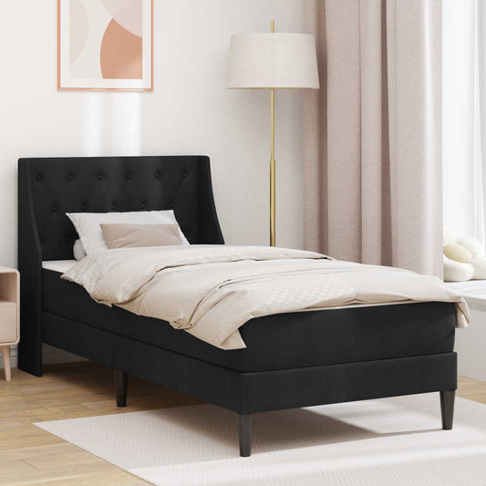 vidaXL Σκελετός κρεβατιού με στρώμα Μαύρο 90 x 190 cm Βελούδο