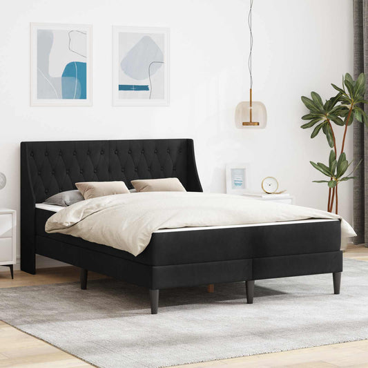 vidaXL Σκελετός κρεβατιού με στρώμα Μαύρο 180 x 200 cm Βελούδο
