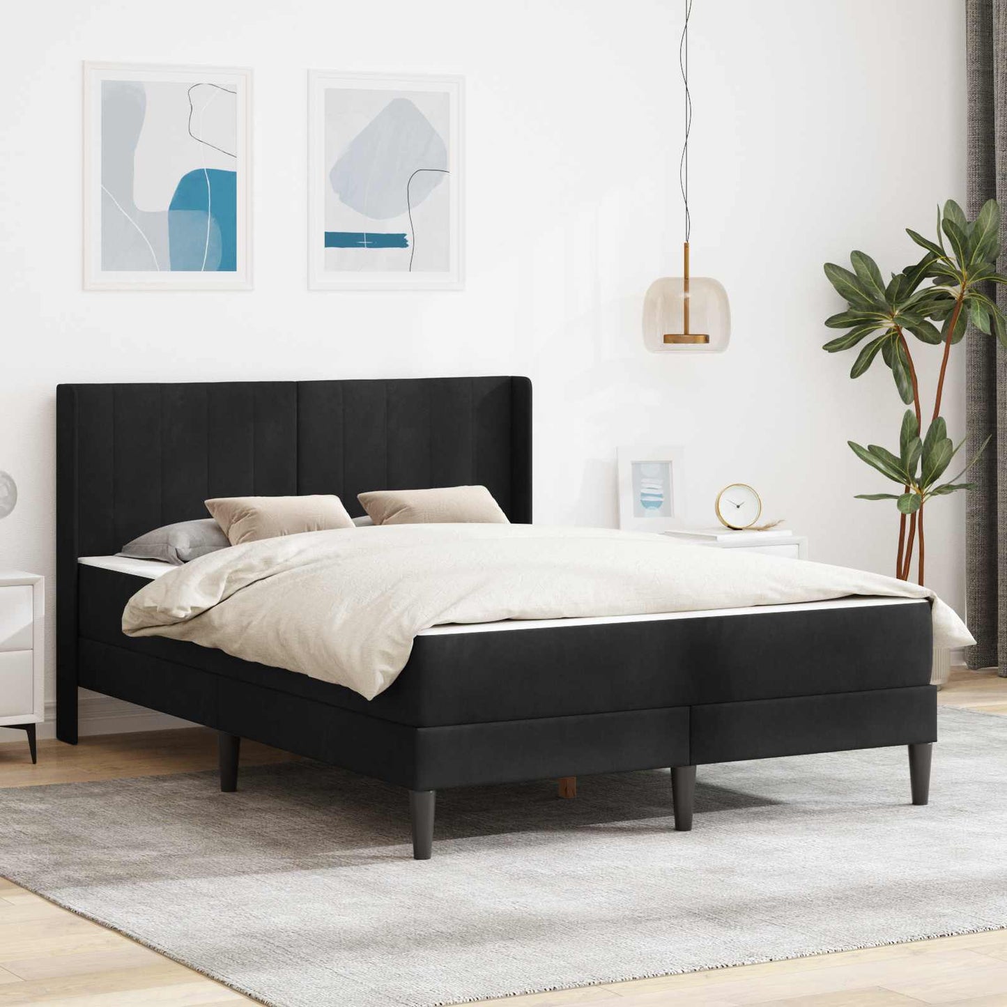 vidaXL Σκελετός κρεβατιού με στρώμα Μαύρο 120 x 200 cm Βελούδο