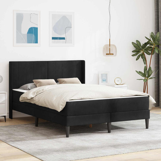 vidaXL Σκελετός κρεβατιού με στρώμα Μαύρο 140 x 190 cm Βελούδο