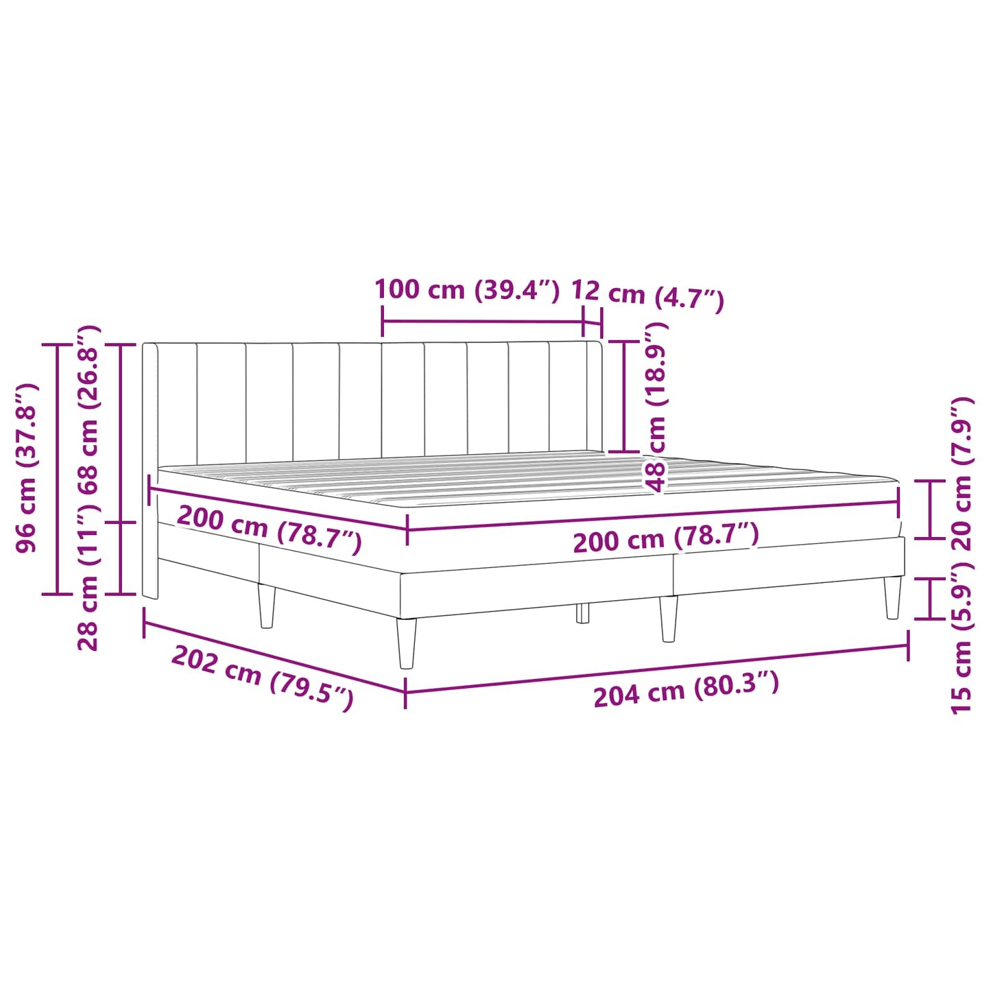 vidaXL Σκελετός κρεβατιού με στρώμα Ροζ 200 x 200 cm Βελούδο