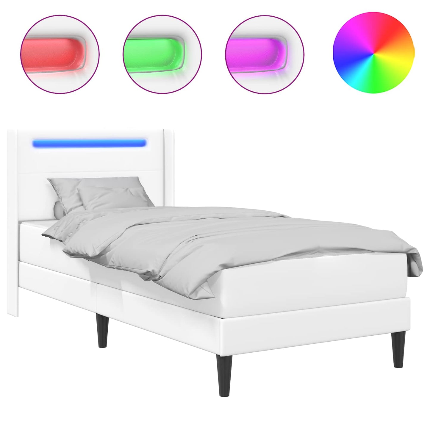 vidaXL Σκελετός κρεβατιού με στρώμα Λευκό 90 x 190 cm Τεχνητό Δέρμα
