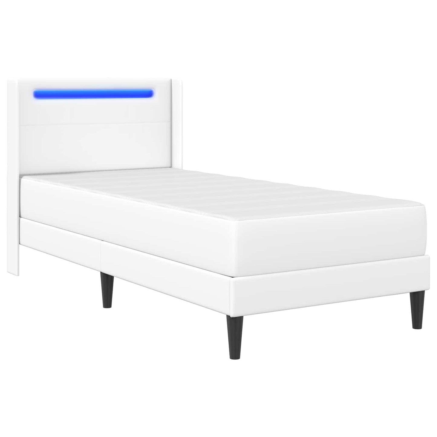 vidaXL Σκελετός κρεβατιού με στρώμα Λευκό 90 x 190 cm Τεχνητό Δέρμα