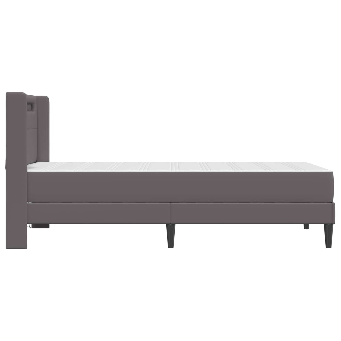 vidaXL Σκελετός κρεβατιού με στρώμα Γκρι 90 x 200 cm Τεχνητό Δέρμα